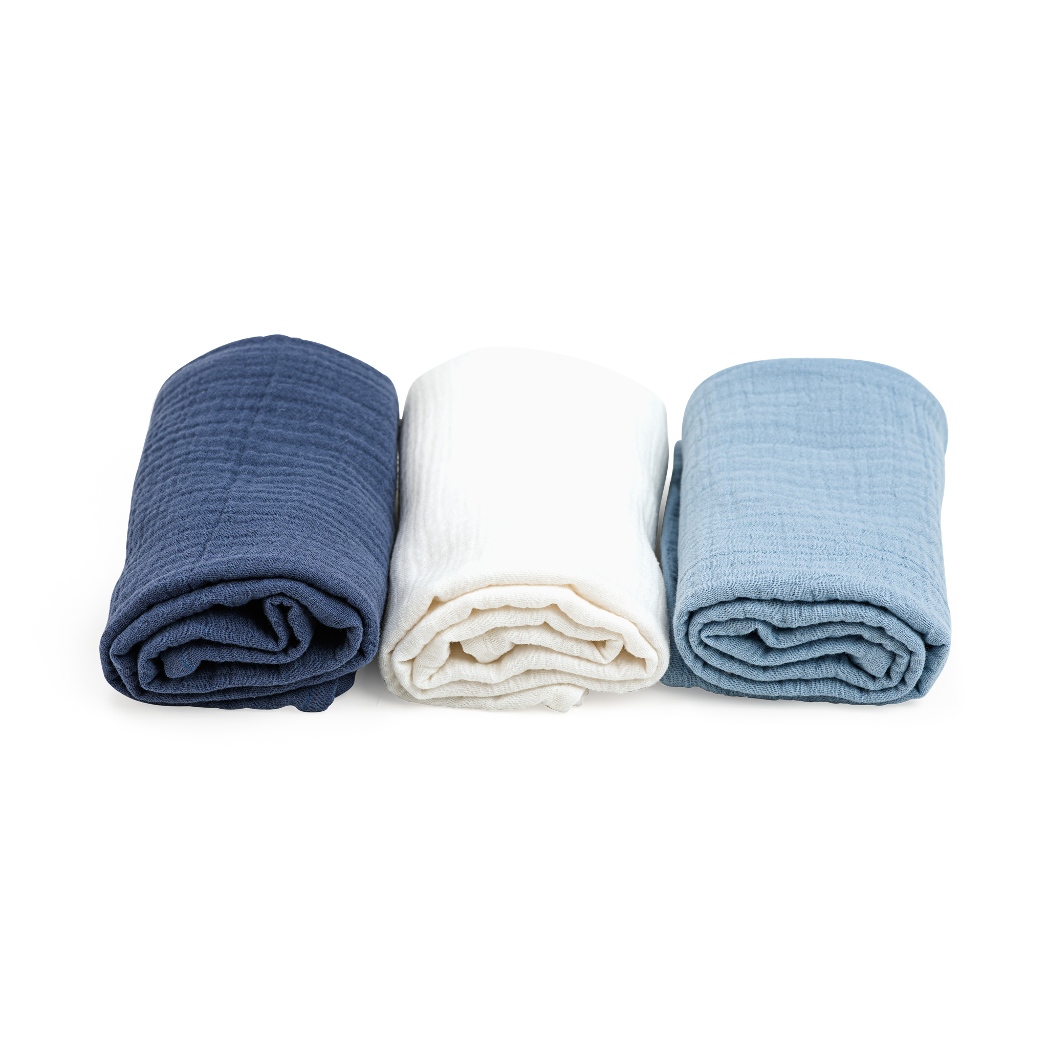 Mulltücher 60 x 60 cm - 3er Set  - Blau
