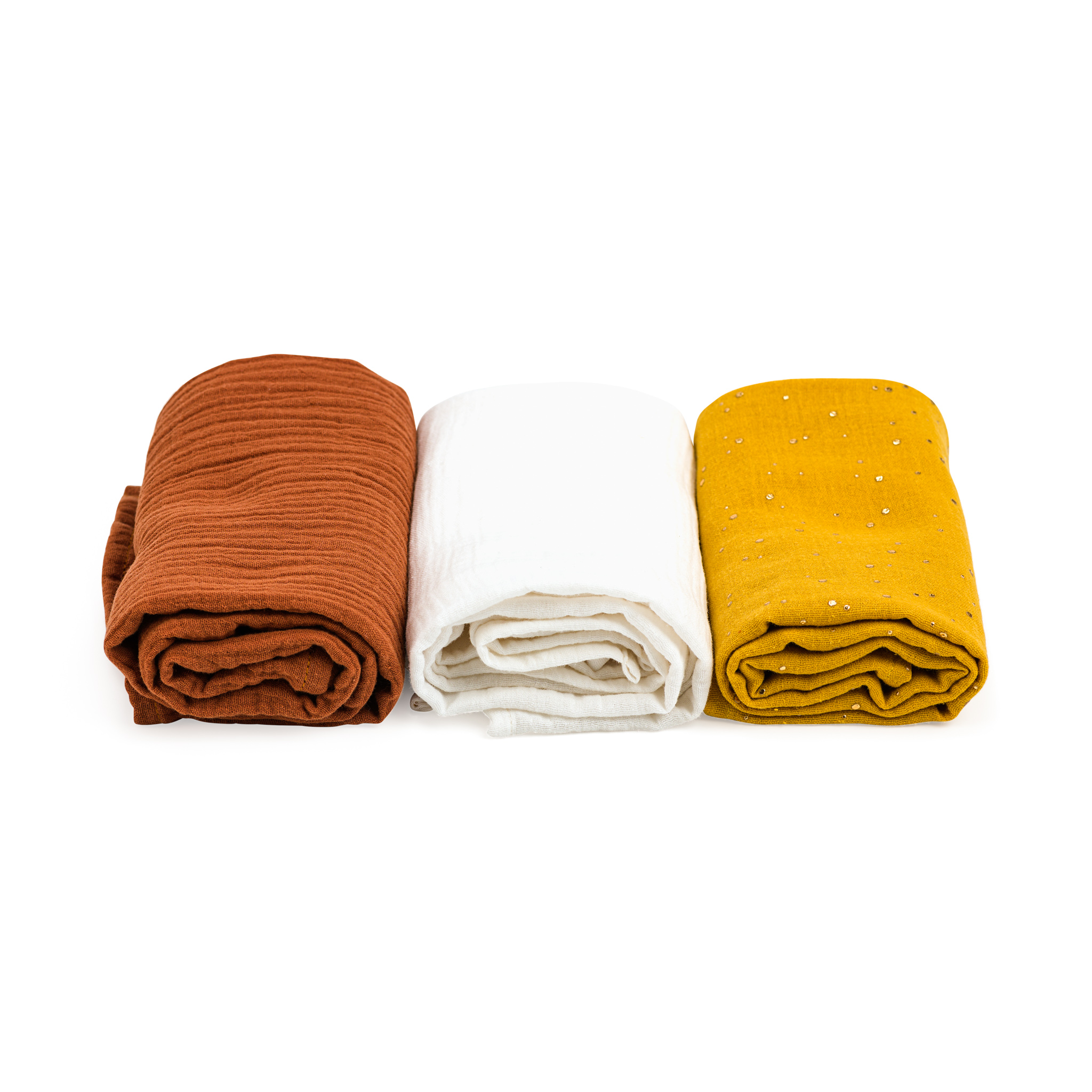 Mulltücher 60 x 60 cm - 3er Set  - Senf