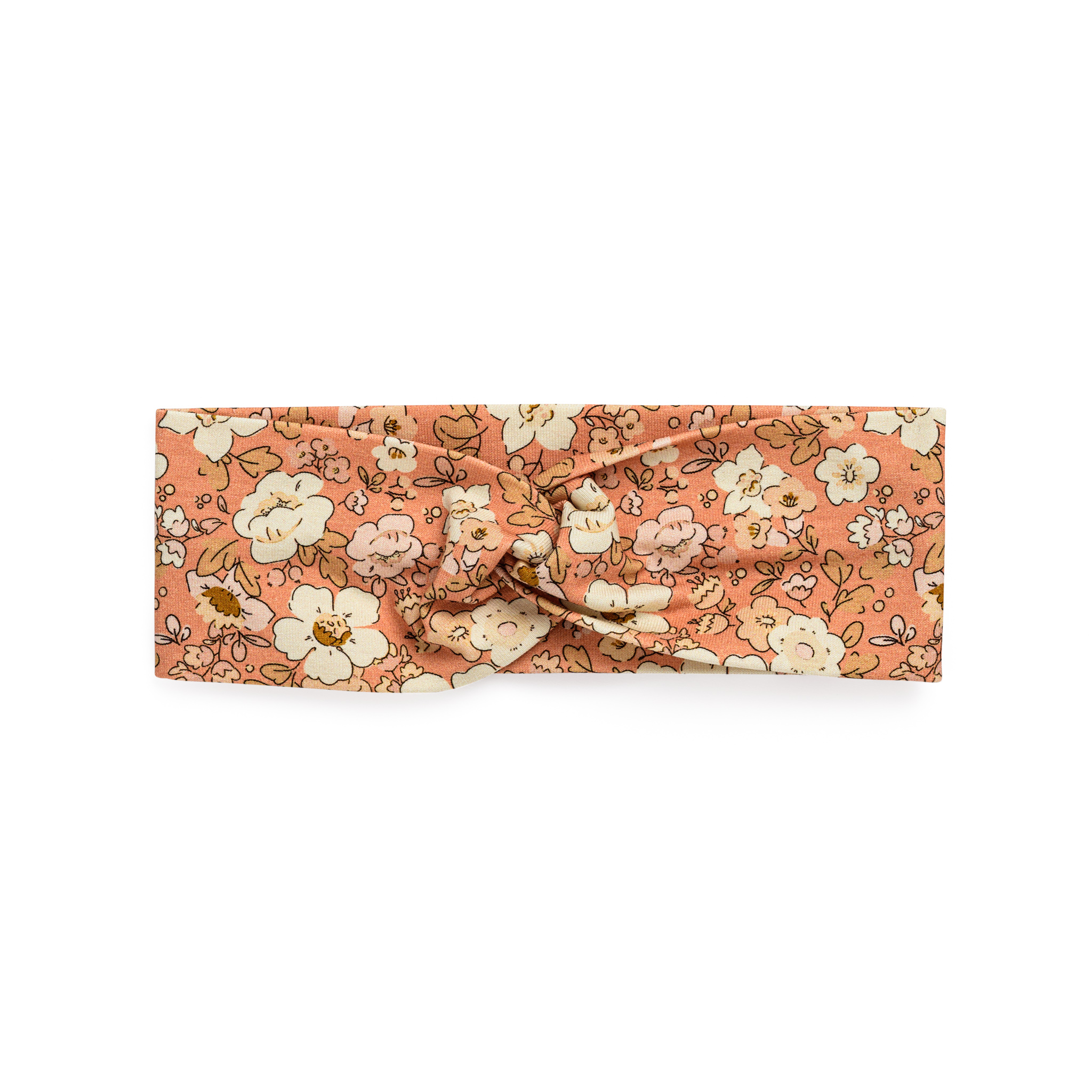 Stirnband 'Twisted' - orange mit Blumen