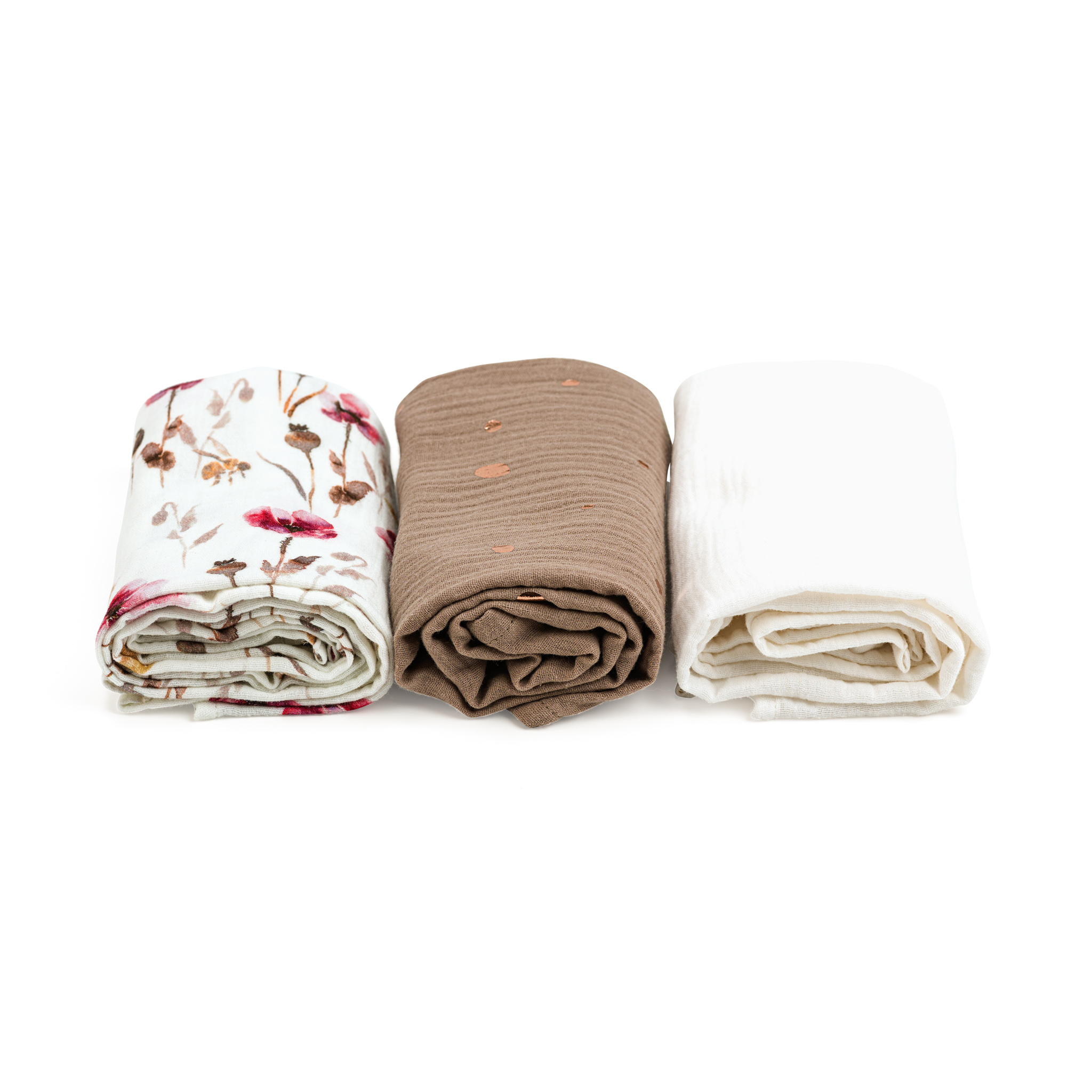 Mulltücher 60 x 60 cm - 3er Set  - Blumen