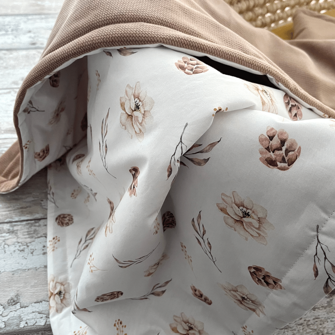 Braune Decke - Winter Blumen